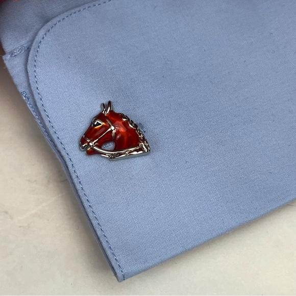 Handsome Bridled Red Chestnut Horse Head Cufflinks - Picture 13 of 16